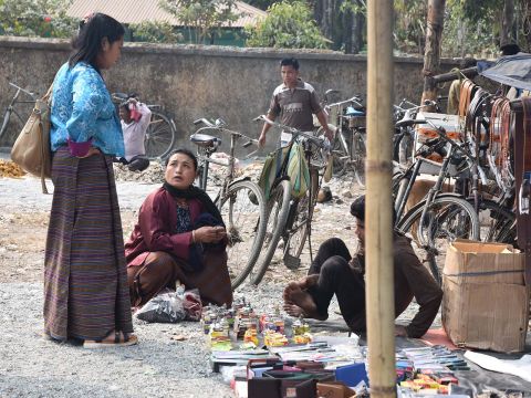 Bhutanese women shopping at the weekly market