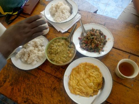 16 February 2020: The simple and delicious lunch offered under the shed.