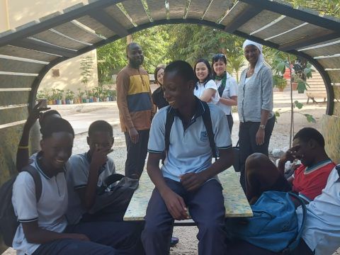 Children from the local school nearby come and relax and also study and play here, IFAN Museum Gardens in Dakar