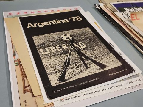 Poster protesting the 1978 World Cup being held in Argentina during Gen. Jorge Rafael Videla's military dictatorship of the country.; Photo Credit: Enrico Joaquin Lapuz