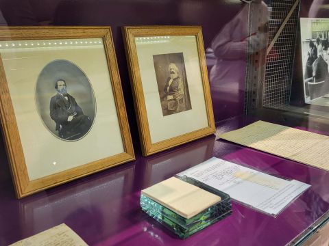 A display on Karl Marx and Friedreich Engels, containing letters the two wrote to each other, as well as a draft page of the Communist Manifesto. Photo Credit: Enrico Joaquin Lapuz 