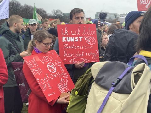 Left: Keep your hands off my future! Right: I want to study art later. Is that still possible? Photo: Marije ten Brink